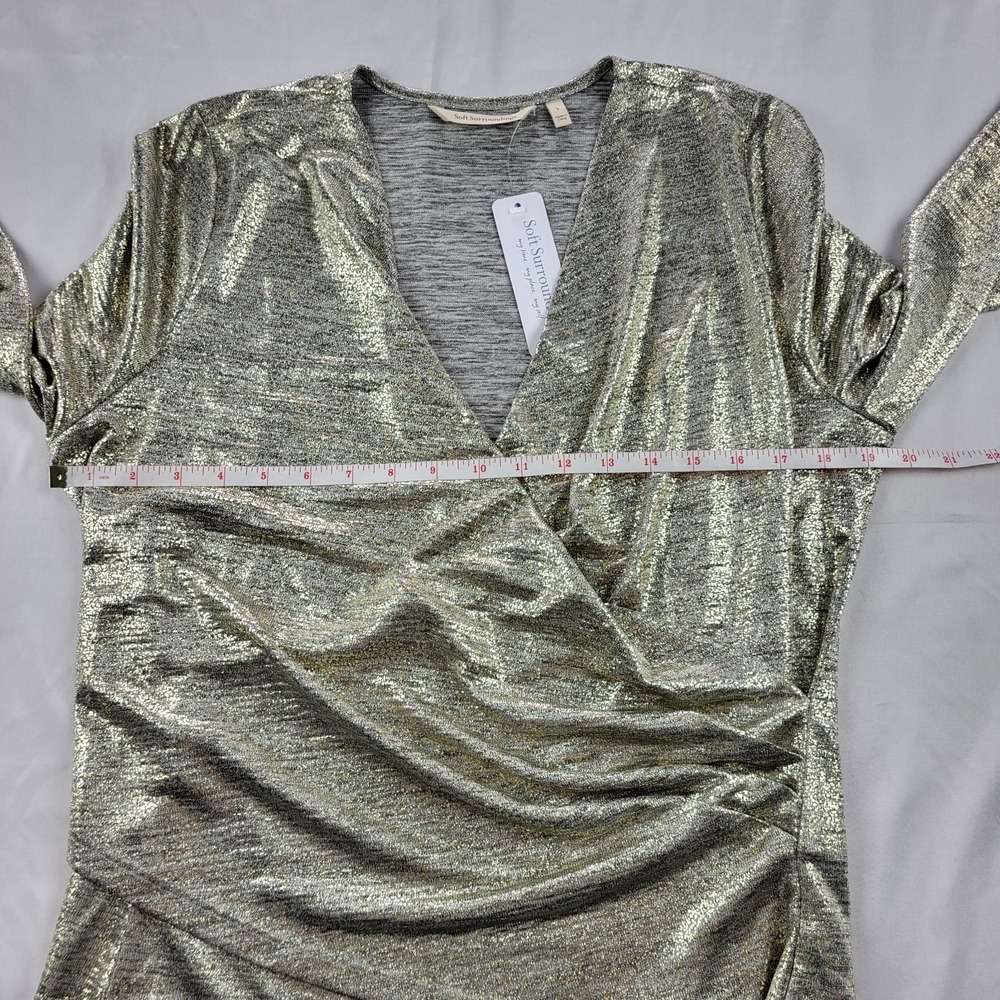 Soft Surrounding Women Wrap Top Stella Neutral Foil NWT Large Metallic Gold - Picture 9 of 12